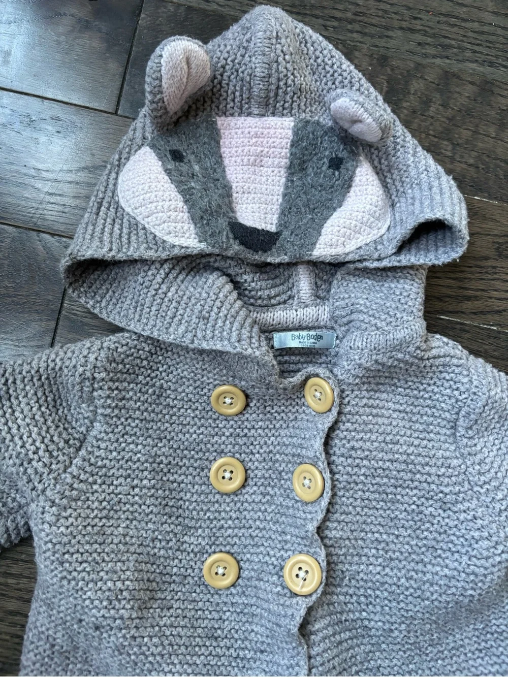 Baby Boden Woodland Animal Hooded Knit Cardigan Sweater Coat 18-24M